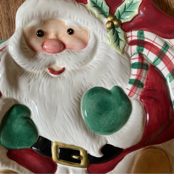Fitz and Floyd Set of 2 Santa Christmas Cookie Dish Ceramic Plates - Picture 5 of 11